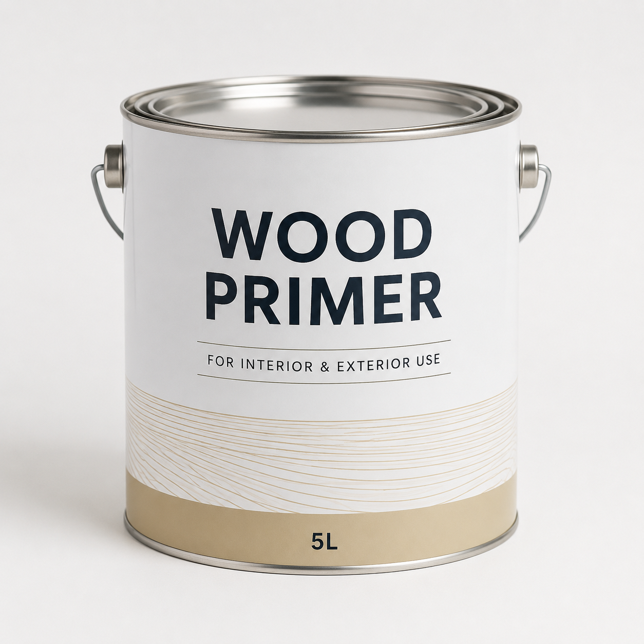 Unbranded 5L wood primer tin for timber surface preparation